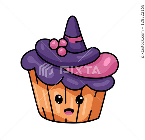 Cute Halloween Cupcake with Faces 128522159
