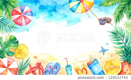 夏季熱帶背景素材 128522743
