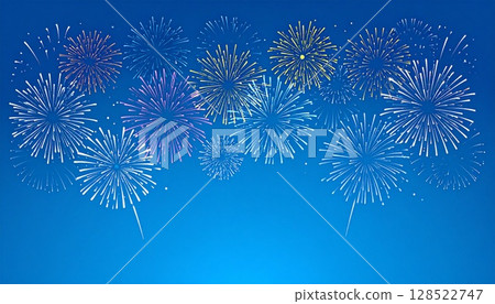 天空中綻放的煙火背景素材 128522747
