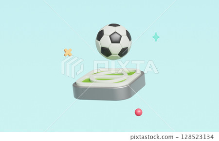 Soccer Ball and Stadium App Icon. 3D Rendering.  128523134