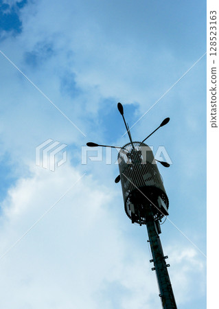 Street lamp against the blue sky, Hanoi Vietnam 128523163