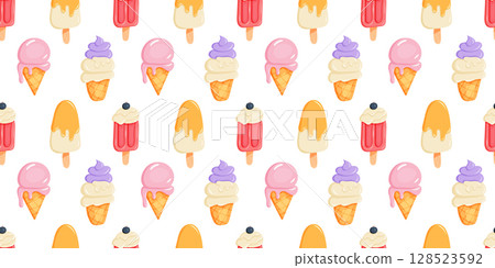 Colorful ice cream seamless pattern background Colorful ice cream seamless pattern background 128523592