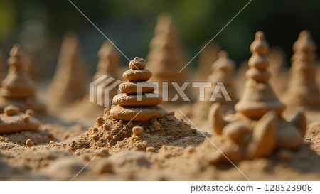 Zen sand castle art: A meditation on impermanence and summer fun at the beach Zen sand castle art: A meditation on impermanence and summer fun at the beach 128523906