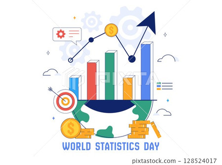 World Statistics Day Vector Illustration Featuring Data Calculation for Socioeconomic Planning and Policy Formulation in a Flat Background World Statistics Day Vector Illustration Featuring Data Calculation for Socioeconomic Planning and Policy Formulation in a Flat Background 128524017