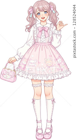 a girl with a pink skirt 128524044