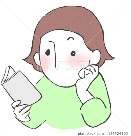 Woman reading a book with one hand Woman reading a book with one hand 128524103
