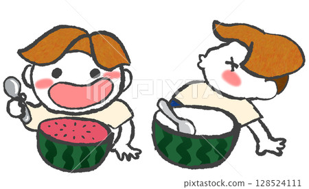 吃西瓜的男孩 吃西瓜的男孩 128524111