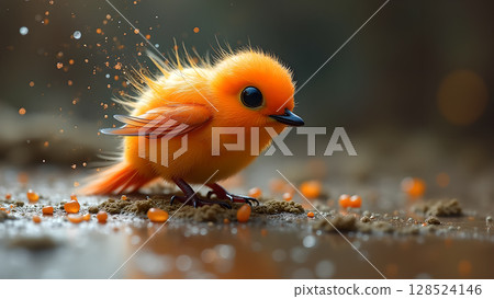 Whimsical wonder an adorable orange bird illustration evoking cuteness and charm in a fantasy setting enhanced with magic 128524146