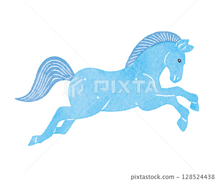 奔跑的藍色馬 128524438