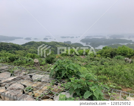 <Nagasaki Prefecture> The sea seen from a high place, Kujukushima, cloudy <Nagasaki Prefecture> The sea seen from a high place, Kujukushima, cloudy 128525052