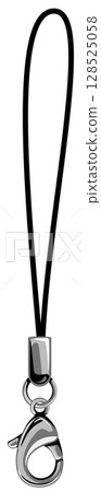 Vector illustration of silver metal fittings for mobile phone pine needle strap with lobster clasp 128525058