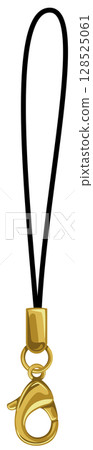 Material illustration of gold metal fittings for mobile phone strap with lobster clasp Material illustration of gold metal fittings for mobile phone strap with lobster clasp 128525061