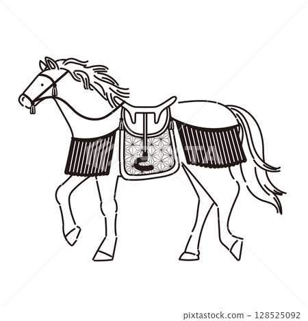 附挽具的馬_線條畫 附挽具的馬_線條畫 128525092
