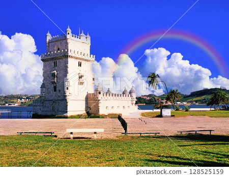 里斯本貝倫塔上空的彩虹 128525159