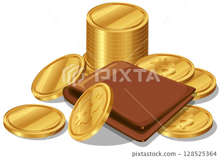 Digital Currency and Wallet Illustration 128525364