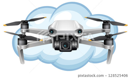 Modern Drone with Cloud Background Illustration Modern Drone with Cloud Background Illustration 128525406