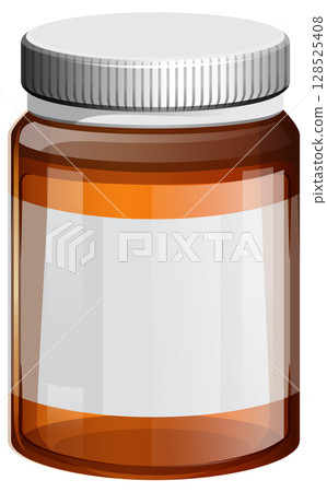Amber Medicine Bottle with Blank White Label Amber Medicine Bottle with Blank White Label 128525408