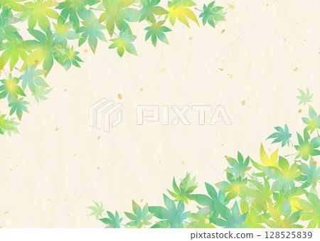 藍色楓葉框-綠色漸變 藍色楓葉框-綠色漸變 128525839