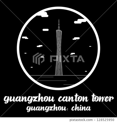 Circle Icon Guangzhou Canton Tower. Vector illustration 128525950