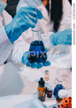 Modern Empty Science Laboratory With Microscopes, Test Tubes And Other Laboratory Equipments 128526109