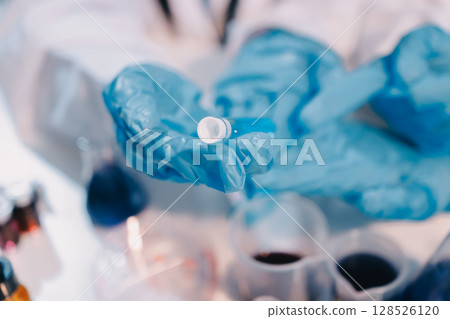 Modern Empty Science Laboratory With Microscopes, Test Tubes And Other Laboratory Equipments Modern Empty Science Laboratory With Microscopes, Test Tubes And Other Laboratory Equipments 128526120