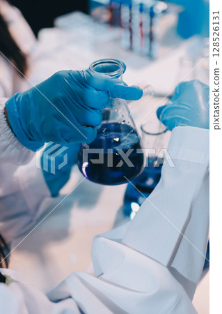 Modern Empty Science Laboratory With Microscopes, Test Tubes And Other Laboratory Equipments Modern Empty Science Laboratory With Microscopes, Test Tubes And Other Laboratory Equipments 128526131