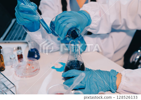 Modern Empty Science Laboratory With Microscopes, Test Tubes And Other Laboratory Equipments 128526133