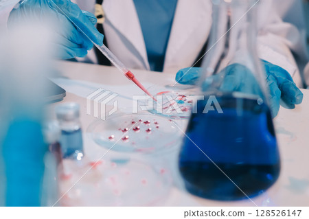 Modern Empty Science Laboratory With Microscopes, Test Tubes And Other Laboratory Equipments 128526147