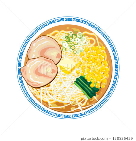 從正上方看到的味噌拉麵 128526439