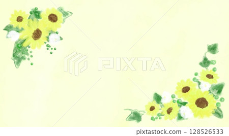 夏季可愛向日葵裝飾框架插圖 128526533