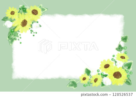 夏季可愛向日葵裝飾框架插圖 128526537
