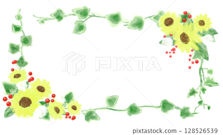 夏季可愛向日葵裝飾框架插圖 128526539
