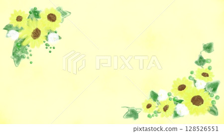 夏季可愛向日葵裝飾框架插圖 夏季可愛向日葵裝飾框架插圖 128526551