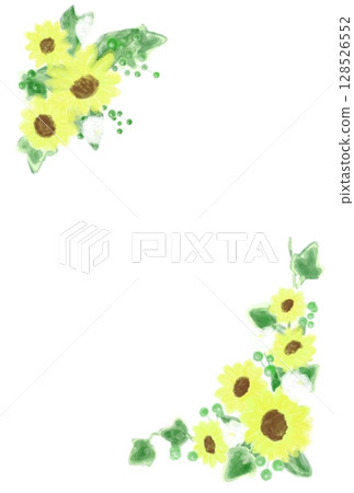 Summer cute sunflower decorative frame illustration 128526552