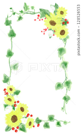 夏季可愛向日葵裝飾框架插圖 128526553