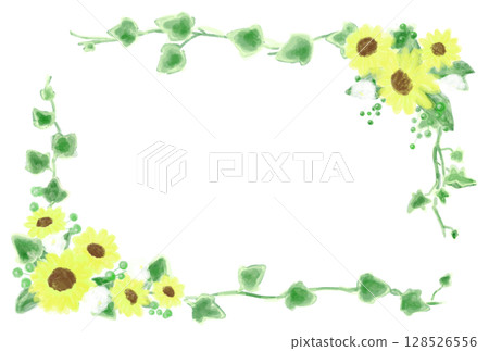Summer cute sunflower decorative frame illustration 128526556