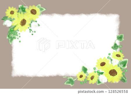 夏季可愛向日葵裝飾框架插圖 128526558