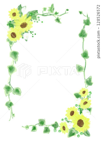 夏季可愛向日葵裝飾框架插圖 夏季可愛向日葵裝飾框架插圖 128526572