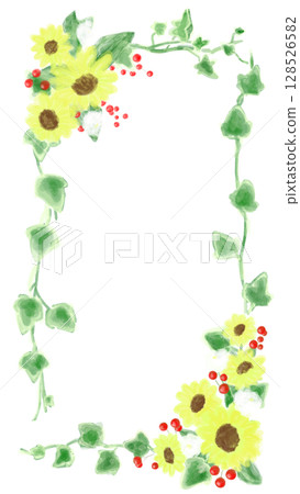 夏季可愛向日葵裝飾框架插圖 128526582