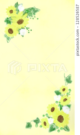 Summer cute sunflower decorative frame illustration 128526587