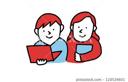 Parent and child, teacher and student, adult and child, 2 people Parent and child, teacher and student, adult and child, 2 people 128526601