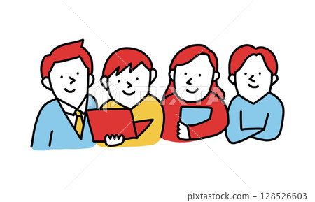 家長與孩子、老師與學生、大人與小孩、商務團隊,4人 家長與孩子、老師與學生、大人與小孩、商務團隊,4人 128526603