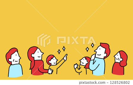 Illustration of a family looking up and talking 128526802