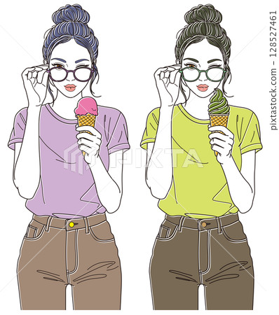 女人控股冰淇淋 128527461