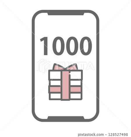 1000 points gift icon displayed on smartphone screen 128527498