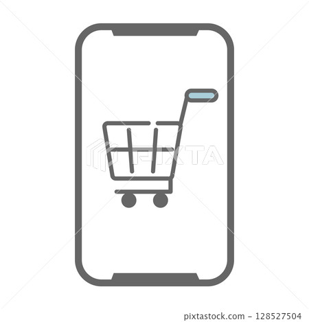 智慧型手機上的線上購物圖標 128527504