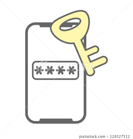 Illustration of password field and key on smartphone screen Illustration of password field and key on smartphone screen 128527512