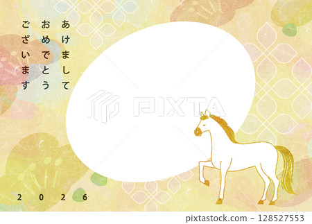 馬年新年賀卡北歐風格日式風格 128527553