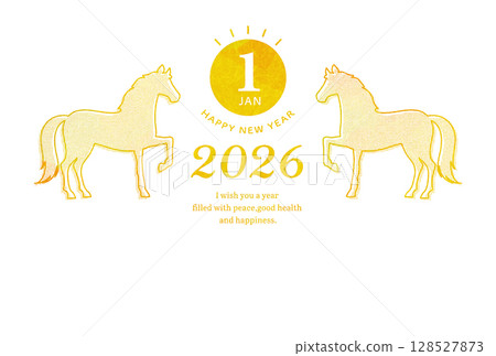馬年新年賀卡北歐風格日式風格 128527873