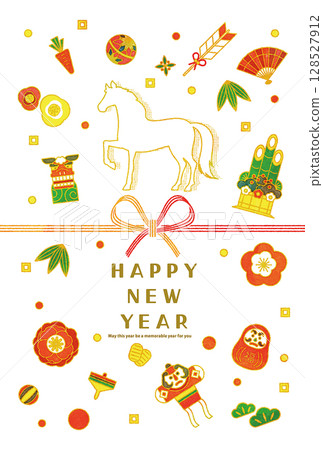 Year of the Horse New Year's card design, stylish 128527912